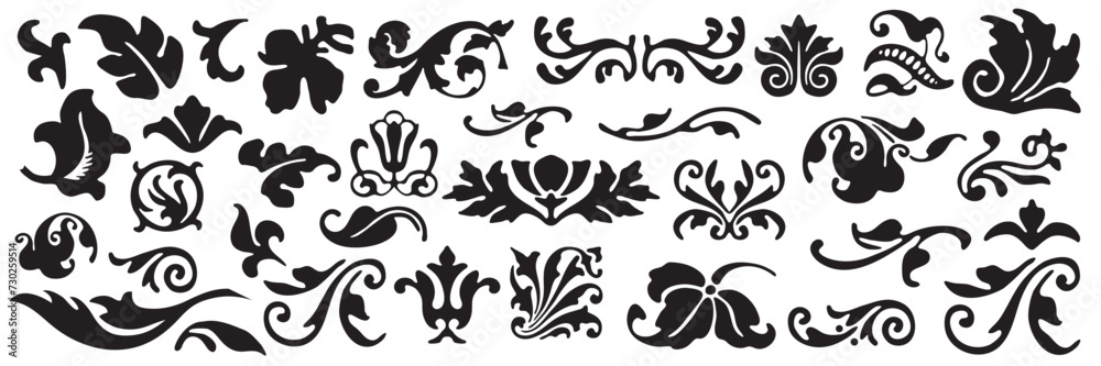 Vector set: vintage calligraphic design elements and page decoration for retro design with old ornaments.