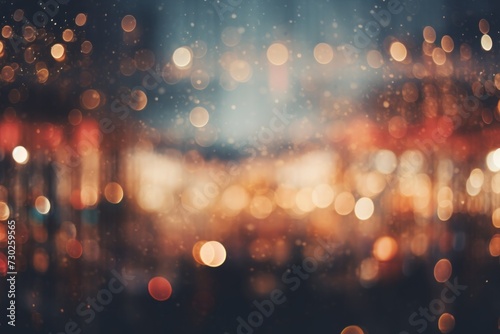 City skyline at night with blurred lights photo