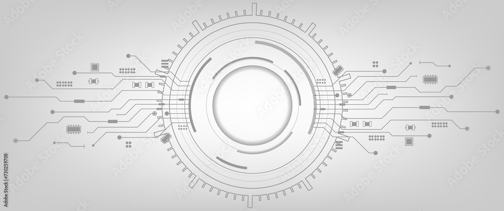 Grey white Abstract technology background with various technology elements Hi-tech communication concept innovation background Circle space for your text. Structure pattern technology backdrop. Grey white Abstract technology background with various technology elements Hi-tech communication concept innovation background Circle space for your text. Structure pattern technology backdrop.