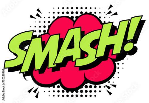 SMASH comic text on red dotted backdrop vector 10 eps