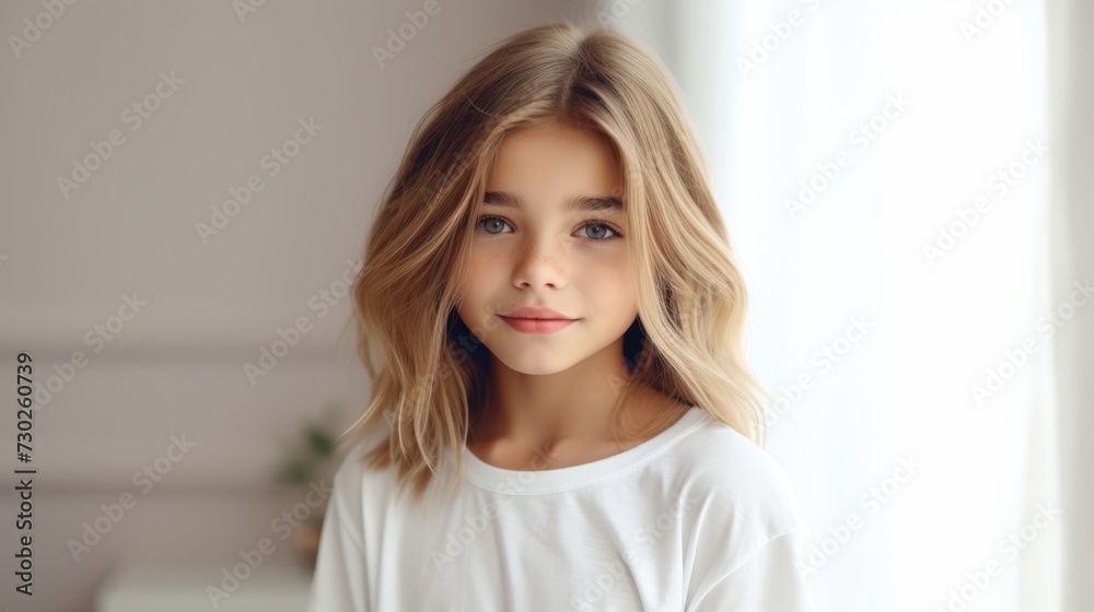 Portrait of cute and pretty young girl with blond hairs Portrait of cute and pretty young girl with blond hairs
