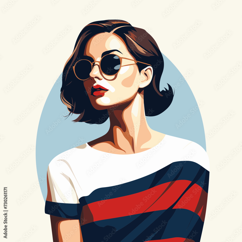 girl with sunglasses  vector illustration   t-shirt design
