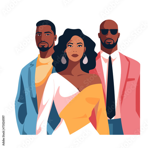 group african american of people vector illustration isolated transparent background, cut out or cutout t-shirt design