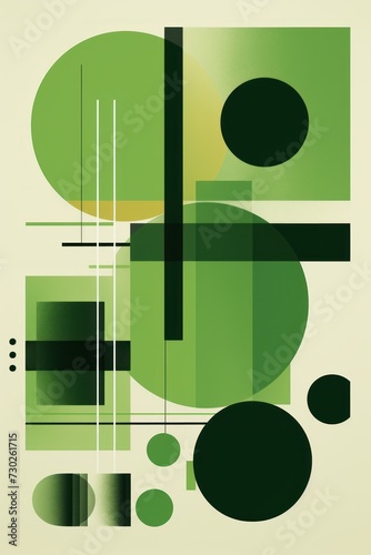 A Green poster featuring various abstract design elements, in the style of pop art