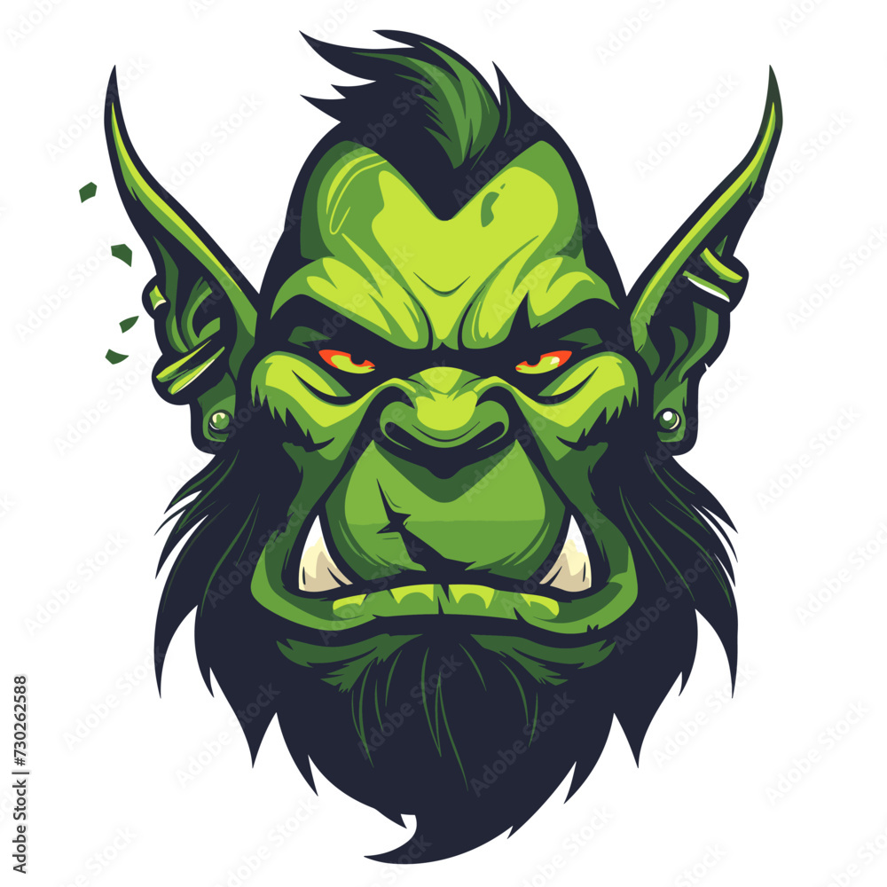 Esport vector logo orc, icon, sticker, symbol, head, monster, troll, warrior, goblin