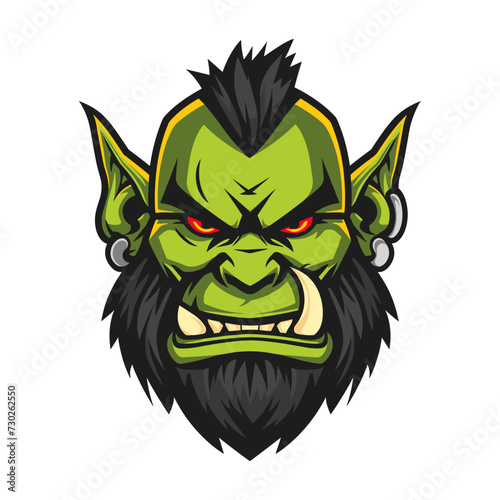 Esport vector logo orc, icon, sticker, symbol, head, monster, troll, warrior, goblin