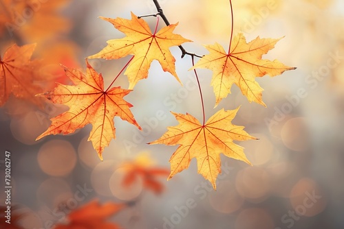 Fiery Maple leaves autumn. Nature tree. Generate Ai