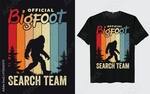 Bigfoot t-shirt design vector retro vintage style Funny Sasquatch 
Official Bigfoot research team adventure 
