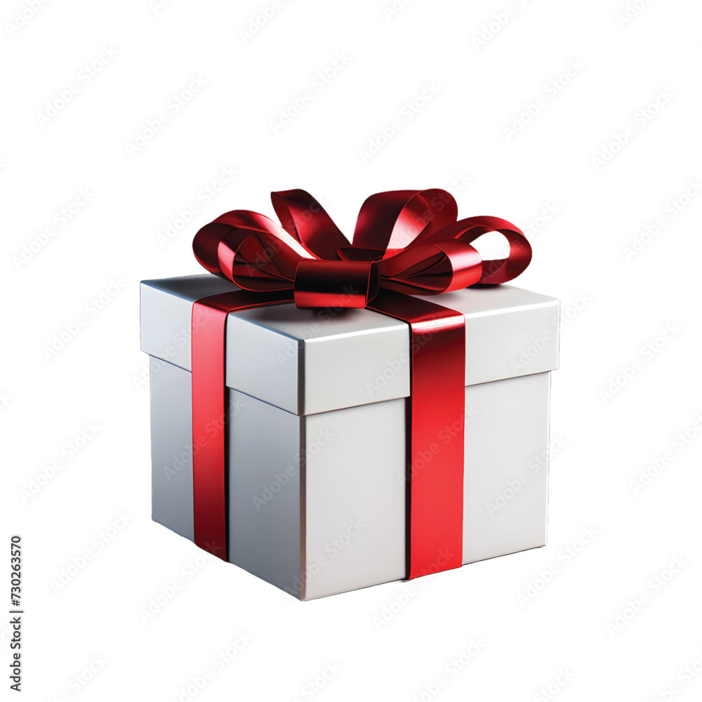 Obraz premium Realistic Gift box with ribbon isolated on white background,Png.Generative Ai