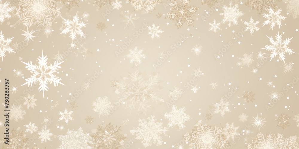 Ivory christmas card with white snowflakes