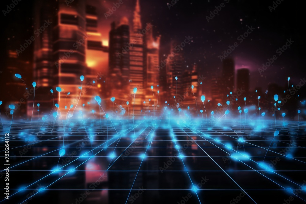 Futuristic and abstract social media background with glowing lines