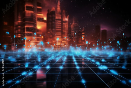 Futuristic and abstract social media background with glowing lines