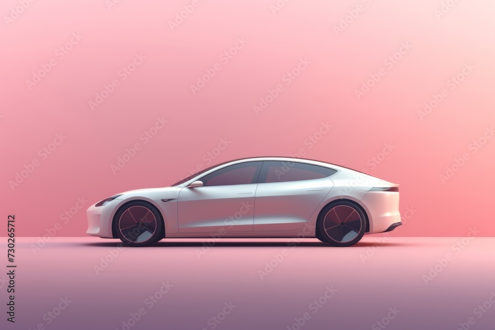 Obraz premium Minimalist electric car concept with copy space.