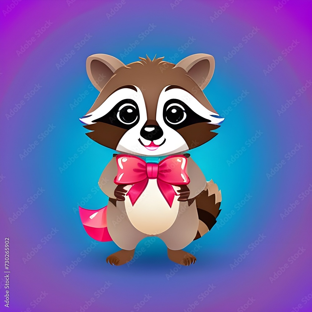 Fototapeta premium Cartoon raccoon, Generative AI