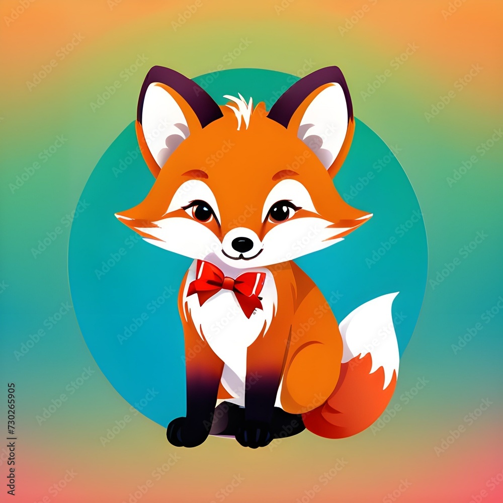 Obraz premium Eed fox with a heart, Generative AI