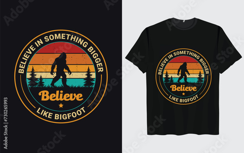 Bigfoot t-shirt design vector retro vintage style Funny Sasquatch 
Official Bigfoot research team adventure 

