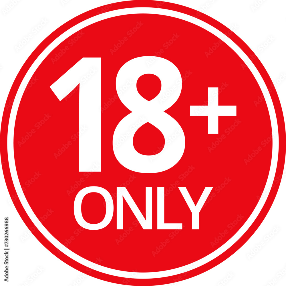 18 sign warning symbol isolated on white background, 18 plus, censored, eighteen age older adult content. 18 sign warning symbol isolated on white background, 18 plus, censored, eighteen age older adult content.
