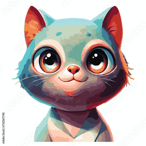 Vector Illustration Cute Cat Sticker Design,