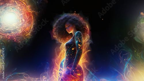 An ethereal silhouette bathed in intriguing light captivates the viewer. This enigmatic image evokes mystery, elegance, and transcendence. Perfect for artistic and fantasy themes