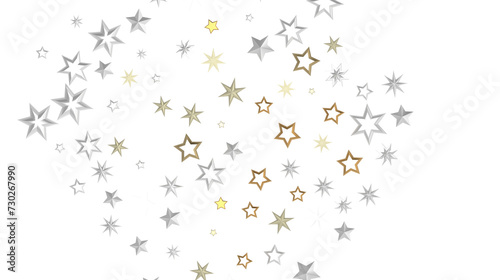 XMAS Banner with golden decoration. Festive border with falling glitter dust and stars.