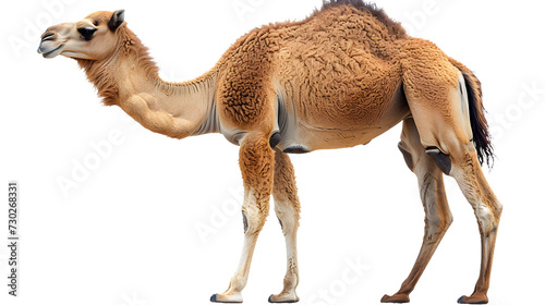 Leinwand Poster Camel Standing on White Background