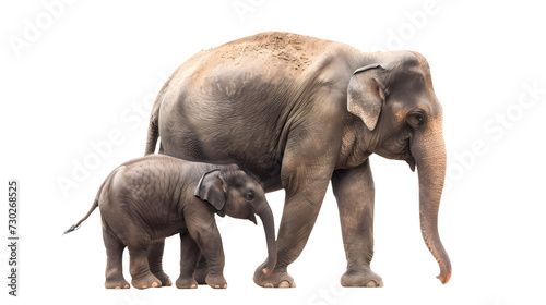 Adult Elephant and Baby Elephant Walking Together © Daniel