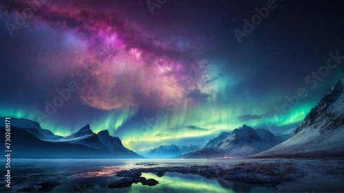 beautiful view of the northern Lights © Raccoon Stock AI