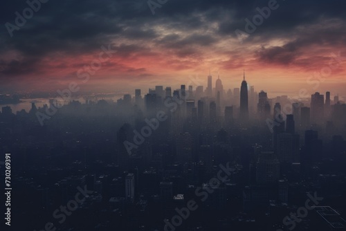 Urban cityscape at twilight creating a moody and captivating wallpaper background