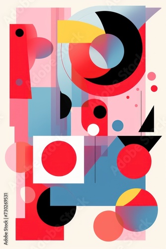 A Ruby poster featuring various abstract design elements, in the style of pop art