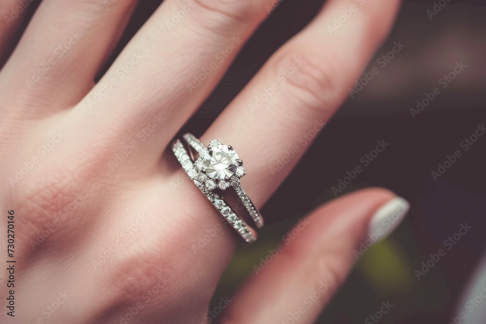 Beautiful moment when an unmarried girl gets an engagement ring and wears that diamond ring proudly Generative AI
