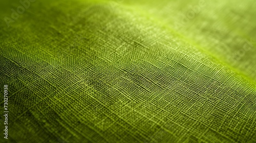 Macro texture of vibrant green fabric with intricate weaves and a subtle sheen.