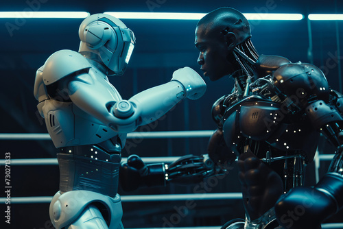Futuristic Showdown: Robot vs. Boxer