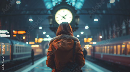 A woman in the railway station