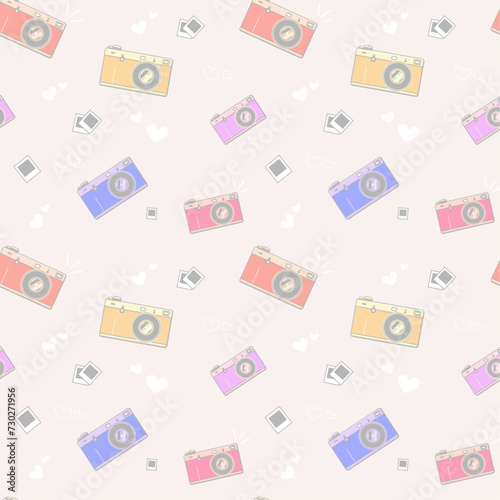 Camera in retro style. Vintage pattern. For packaging goods, print for clothes and things. Vector illustration.