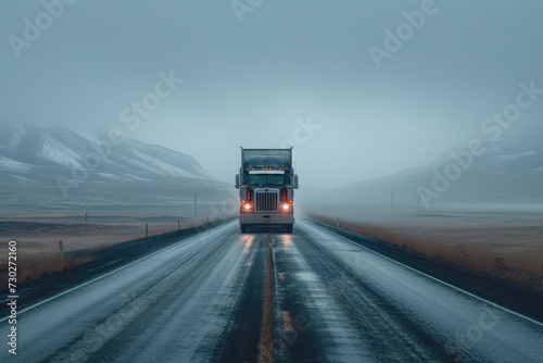 Solitary Truck in Vast Expanse