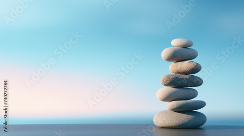 Zen Stone Stack on a Serene Blue Gradient Background