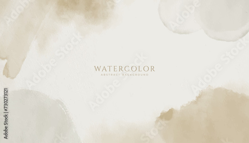 Abstract horizontal watercolor background. Brown neutral light colored empty space background illustration