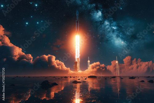 Cosmic Commencement: Starlit Rocket Launch