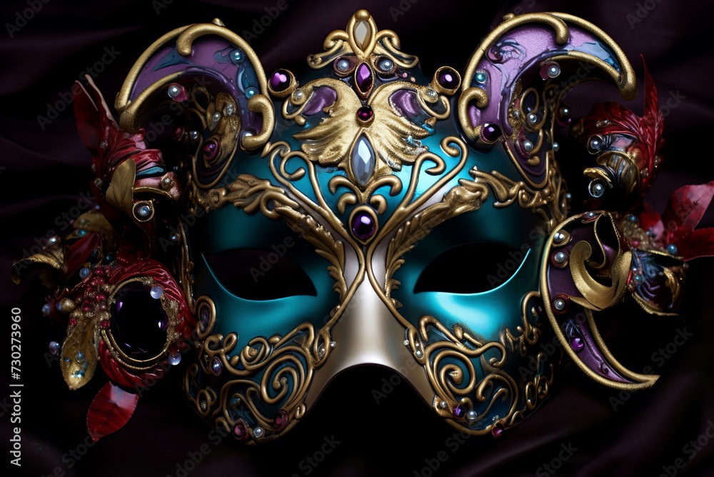Colorful Mardi gras mask. New venetian costume. Generate Ai