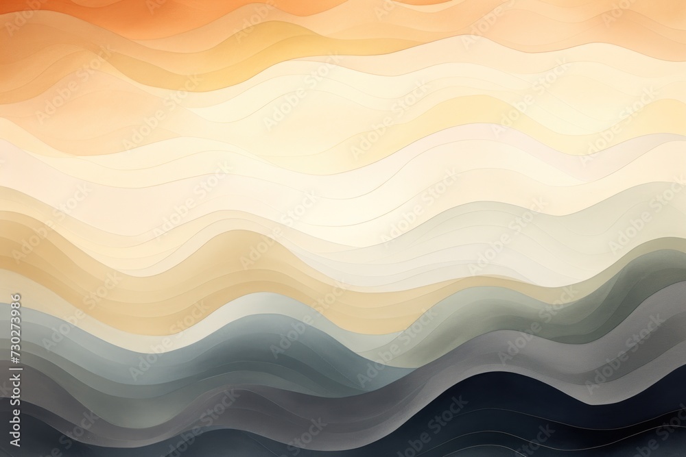 background with various waves and wave shapes in warm colors