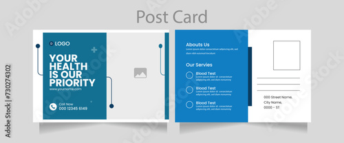 Medical healthcare postcard template,
