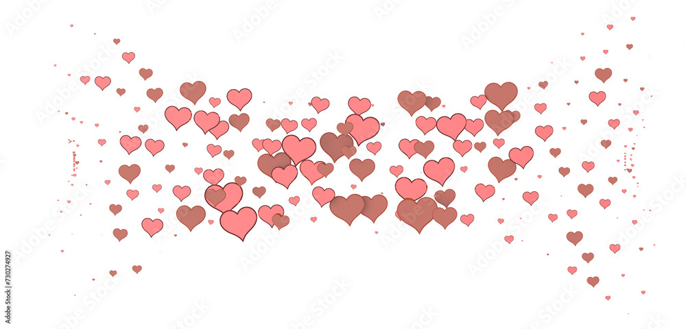 realistic isolated heart confetti on the transparent background for decoration and covering.