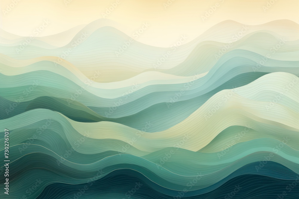 background with various waves and wave shapes in warm colors - obrazy, fototapety, plakaty 