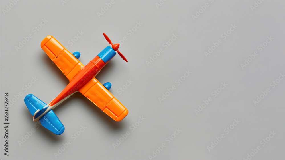 Plane toy on the table, transportation and business concept