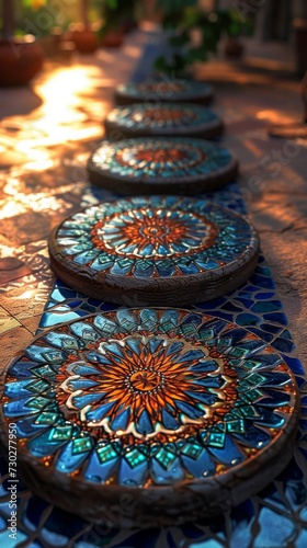 Timeless Treasures: Umayyad-Inspired Coasters in a Synthwave Dream