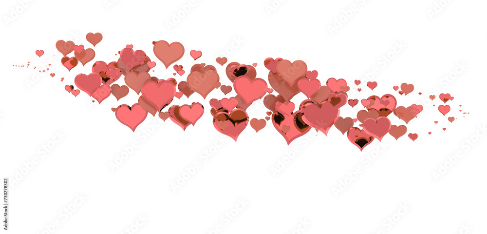 hearts on a pink background. 3d render illustration for advertising. Valentine's Day.
