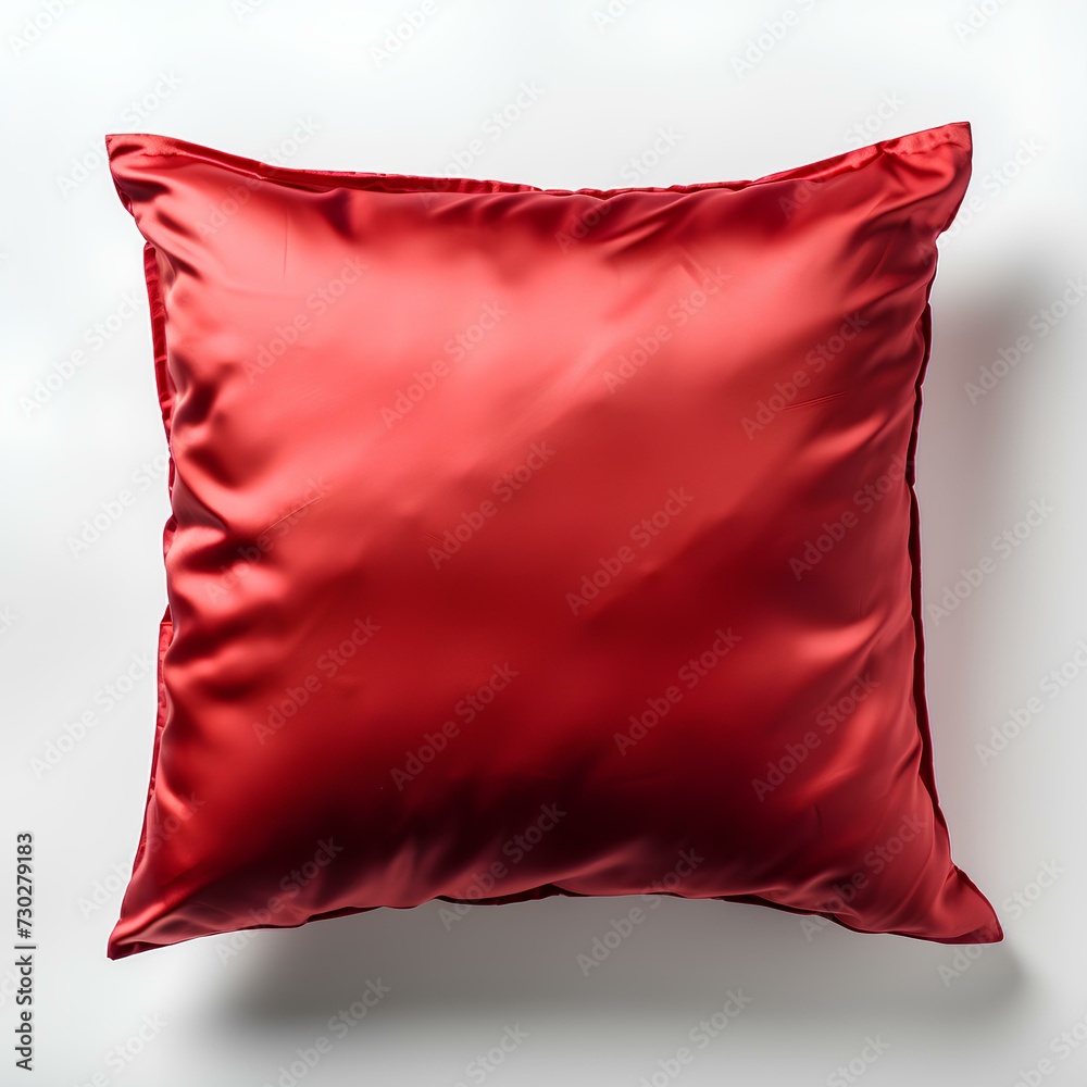 Red pillow isolated on white background with shadow. red cushion top view. Pillow flat lay. Satin pillow. Silk covered cushion isolated Red pillow isolated on white background with shadow. red cushion top view. Pillow flat lay. Satin pillow. Silk covered cushion isolated