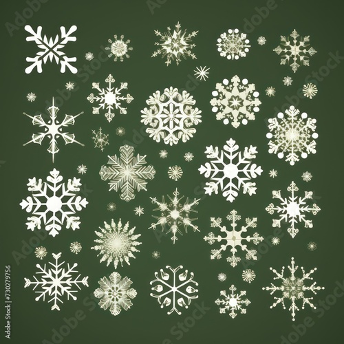 Khaki christmas card with white snowflakes