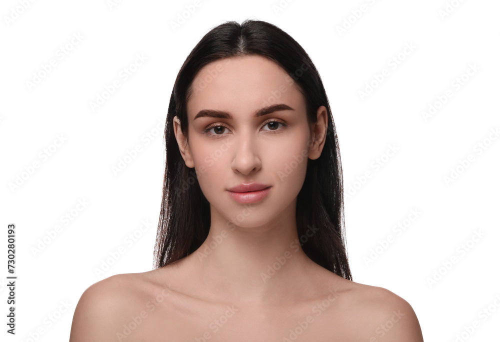 Portrait of attractive young woman on white background Portrait of attractive young woman on white background