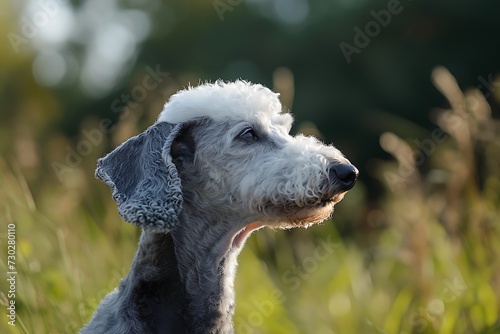 Bedlington Terrier dog in your family, in the style of magewave, soft focal points photo